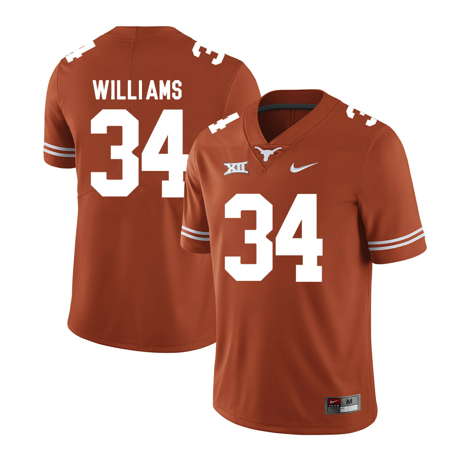 Texas Longhorns #34 Ricky Williams College Football Jersey Dark Orange XII Patch