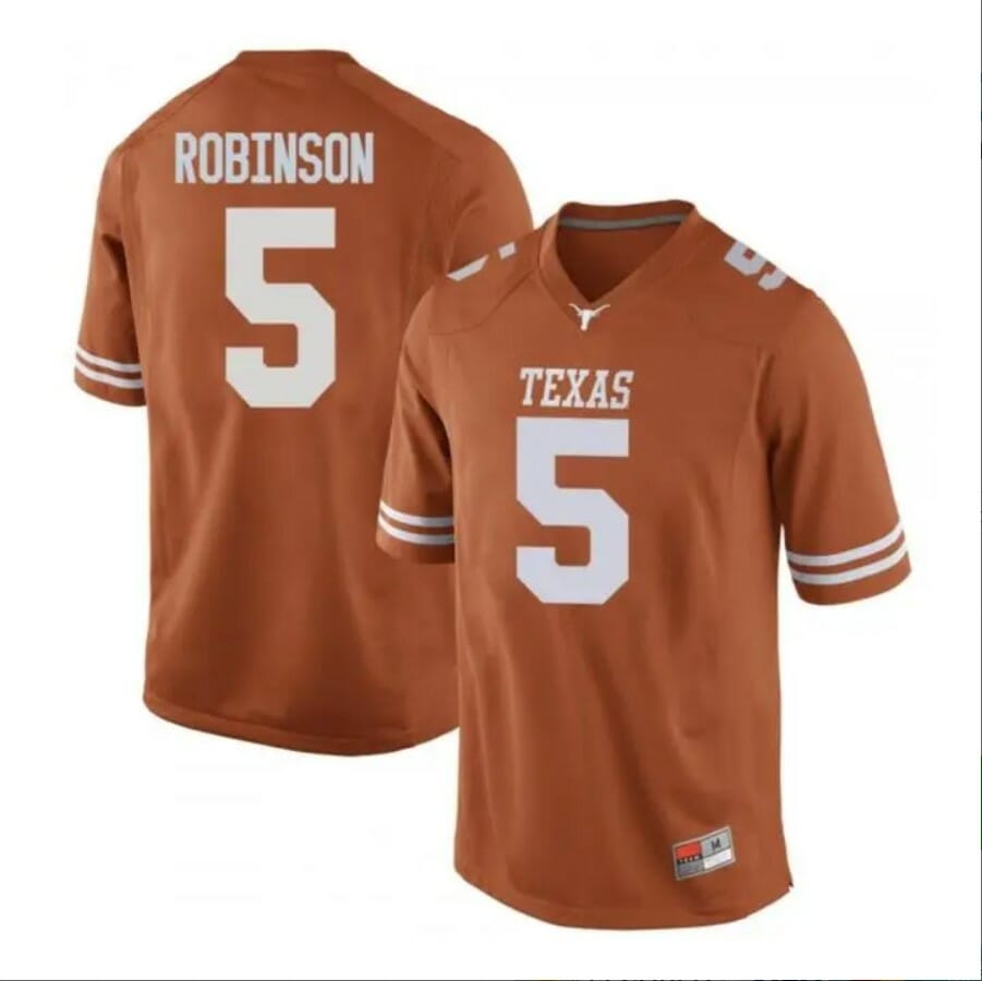 Texas Longhorns #5 Bijan Robinson NCAA Football Jersey Orange