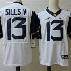 West Virginia Mountaineers #13 David Sills V Football Jersey White