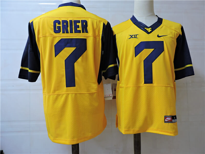 West Virginia Mountaineers #7 Will Grier College Football Jersey Yellow