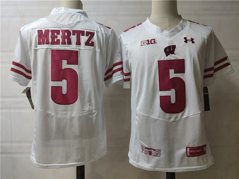 Wisconsin Badgers #5 Mertz College Football Jersey White