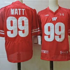 Wisconsin Badgers #99 Watt College Football Jersey Red