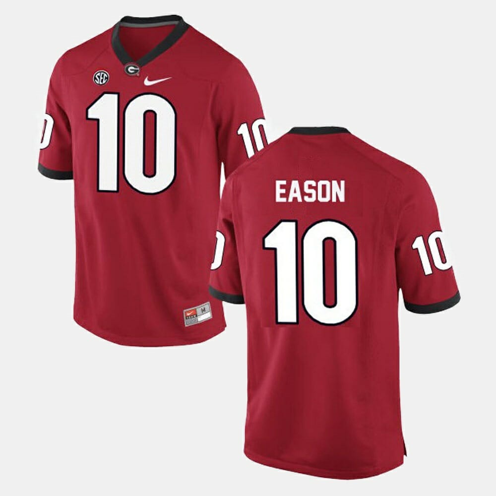 Georgia Bulldogs #10 Jacob Eason College Football Red Jersey