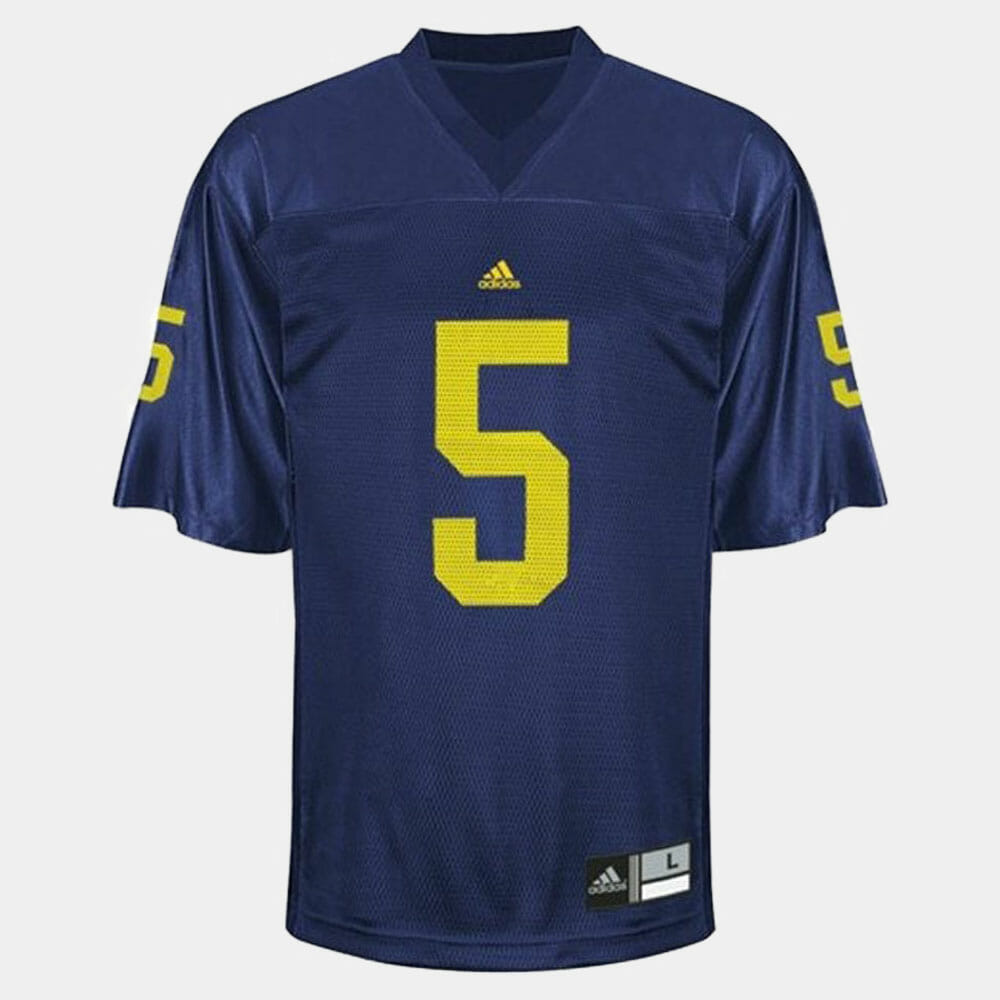 Michigan Wolverines #5 John Wangler College Football Blue Jersey