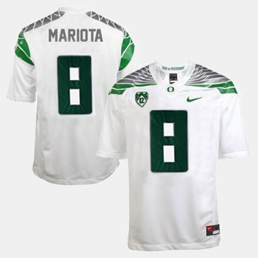 Oregon Ducks #8 Marcus Mariota College Football Jersey White