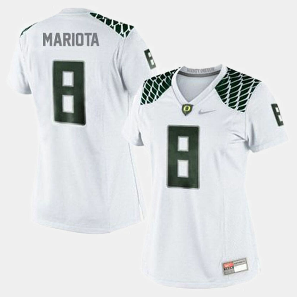 Oregon Ducks #8 Marcus Mariota College Football White Jersey