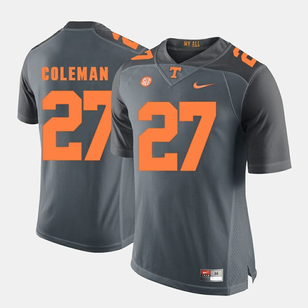Tennessee Volunteers #27 Justin Coleman College Football Grey Jersey