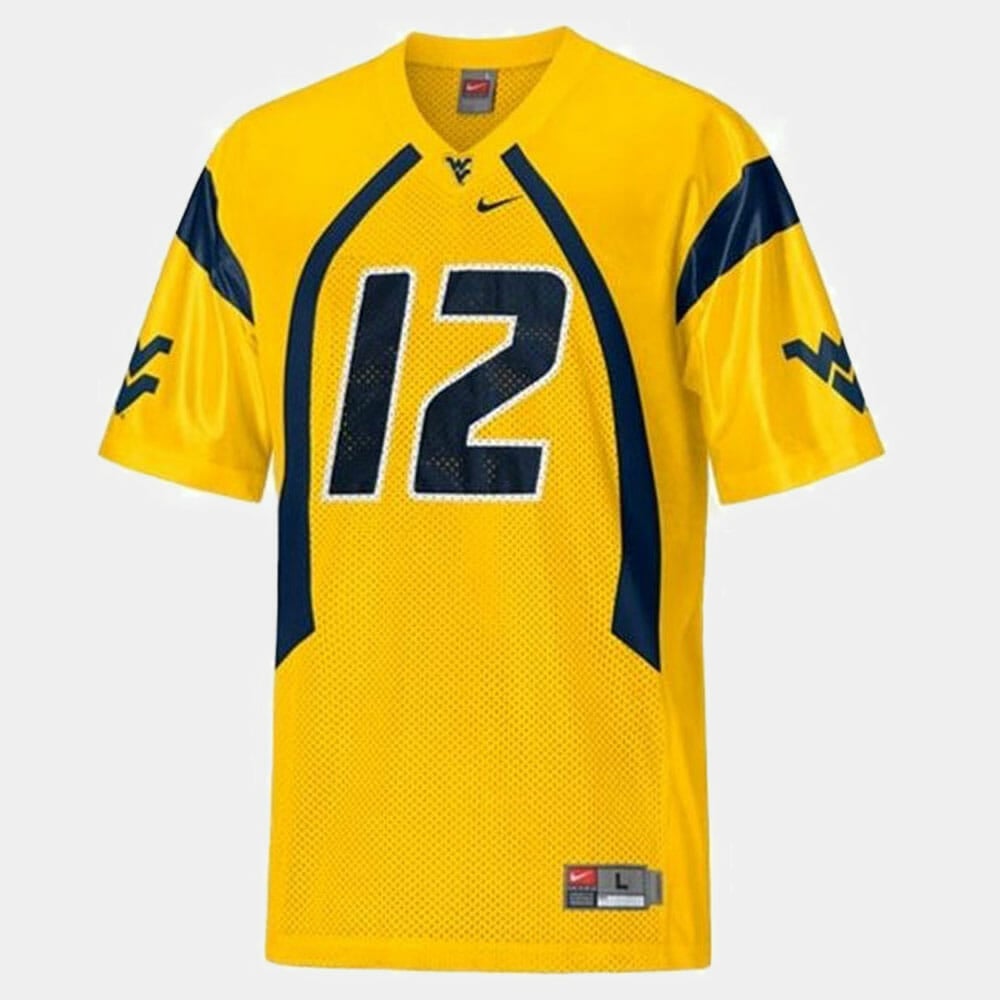 West Virginia Mountaineers #12 Geno Smith College Football Gold Jersey