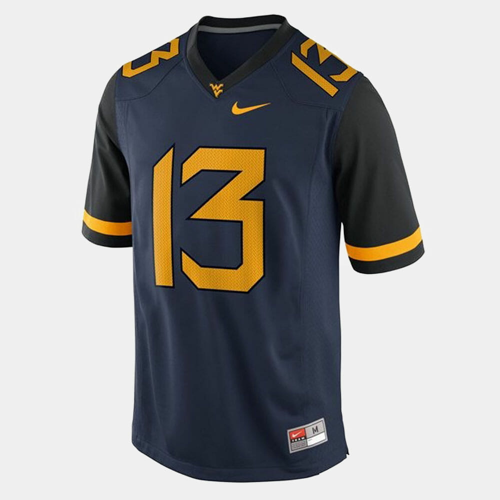 West Virginia Mountaineers #13 Andrew Buie College Football Blue Jersey