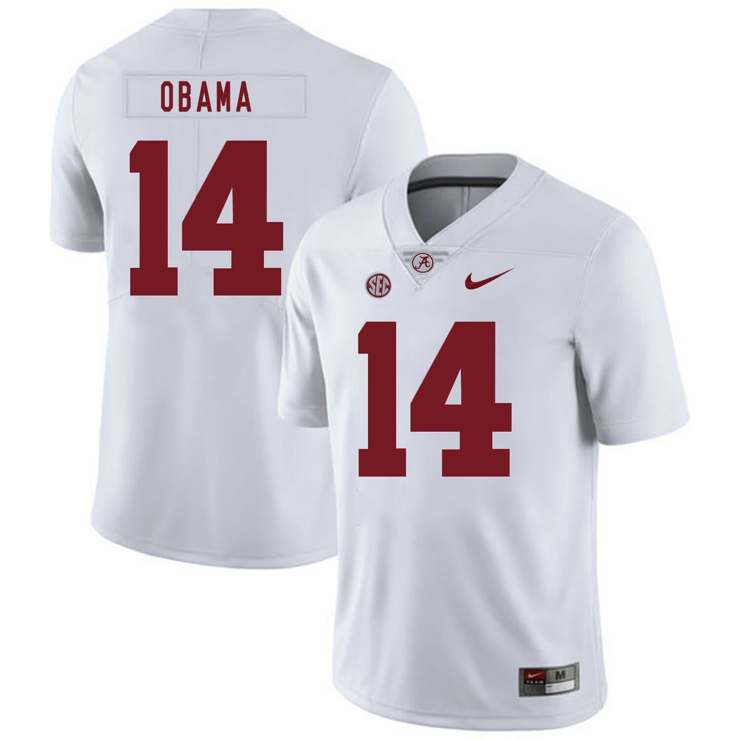 Alabama Crimson Tide #14 Barack Obama College Football Jersey White