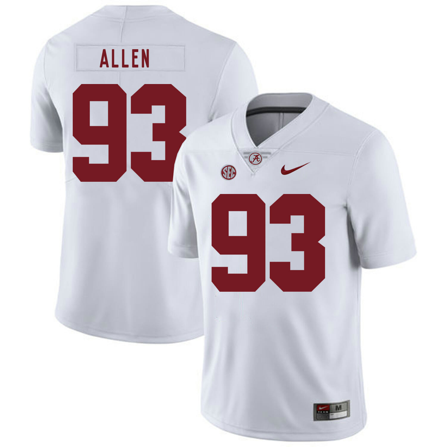 Alabama Crimson Tide #93 Jonathan Allen College Football Jersey White
