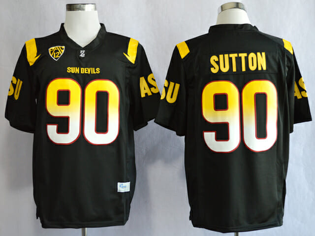 Arizona State Sun Devils #90 Will Sutton NCAA Football Jersey Black With Patch