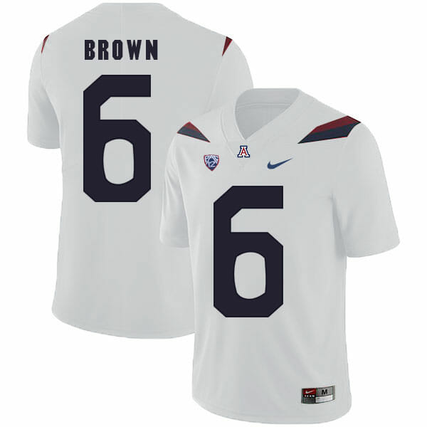 Arizona Wildcats #6 Shun Brown NCAA College Football Jersey White