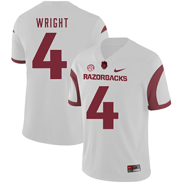 Arkansas Razorbacks #4 Jarius Wright College Football Jersey White