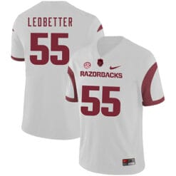 Arkansas Razorbacks #55 Jeremiah Ledbetter College Football Jersey White