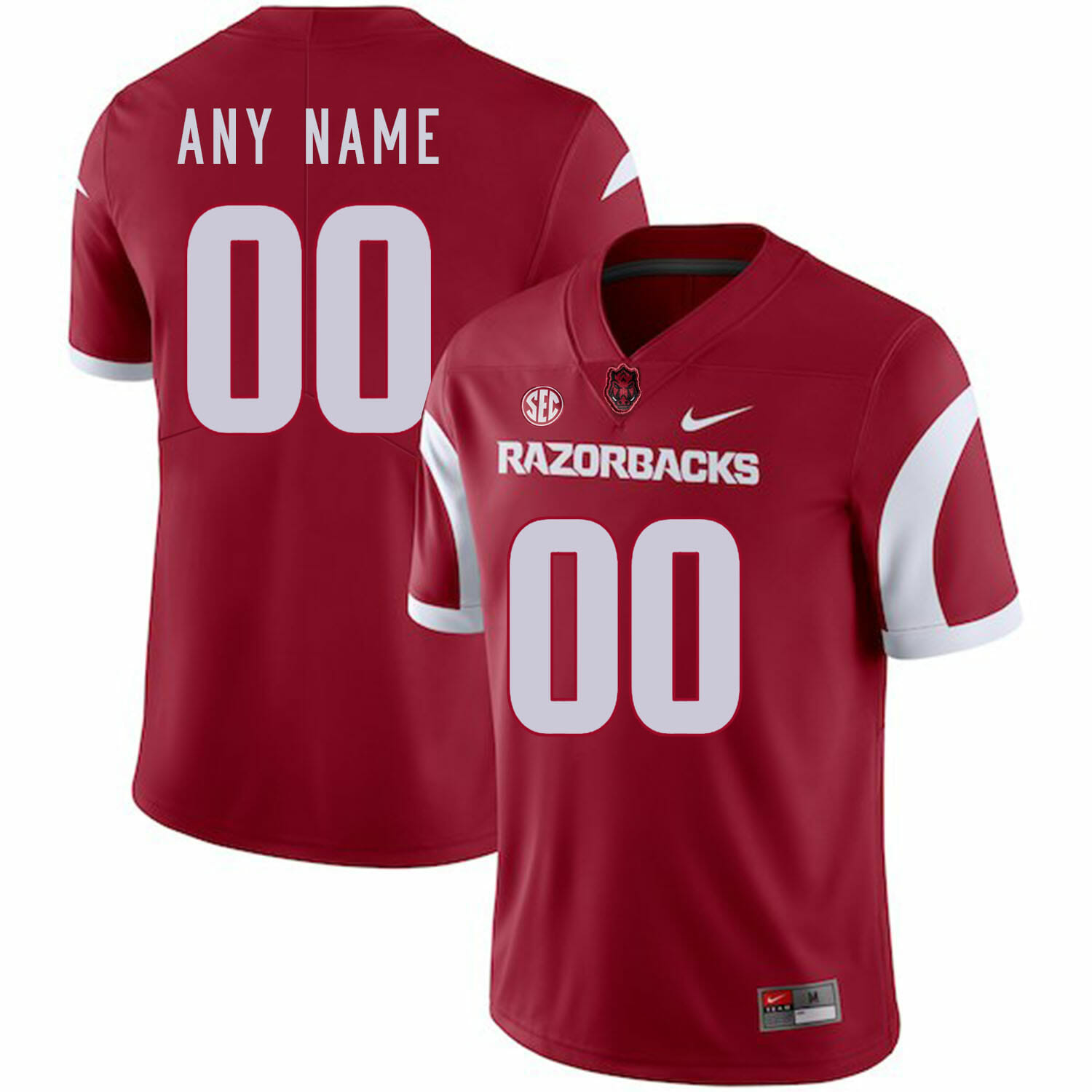 Razorbacks Custom Jersey Name and Number Football Red