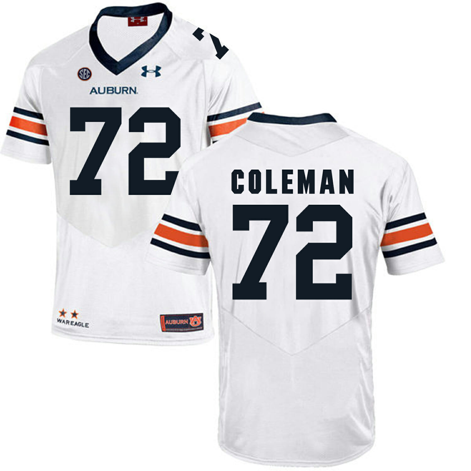 Auburn Tigers Under Armour #72 Shon Coleman Football Jersey White