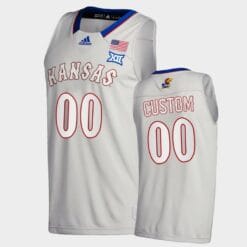 Custom Name Number Kansas Jayhawks Gray College Basketball New Season League Patch Jersey