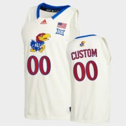 Custom Name Number Kansas Jayhawks Cream College Basketball New Season League Patch Jersey