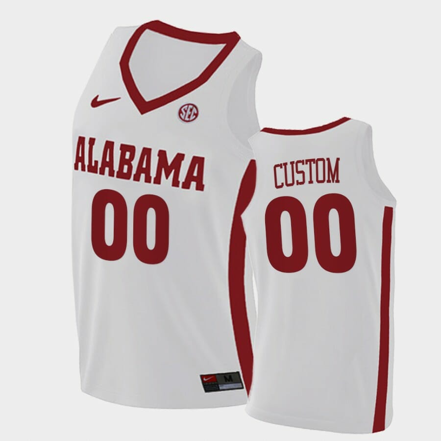Custom Name Number Alabama Crimson Tide White Replica College Basketball Jersey