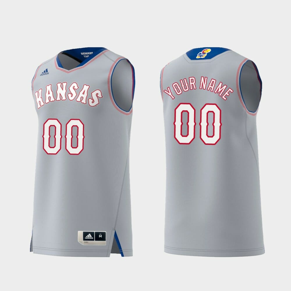 Custom Name Number Kansas Jayhawks Gray Replica Swingman College Basketball Jersey