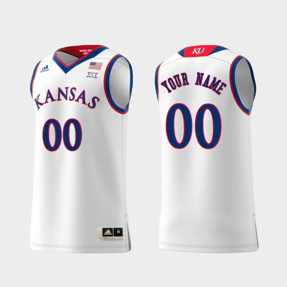 Custom Name Number Kansas Jayhawks White Replica Swingman College Basketball Jersey