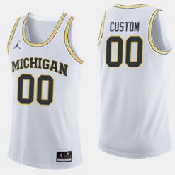 Custom Name Number Michigan Wolverines White College Basketball Jersey