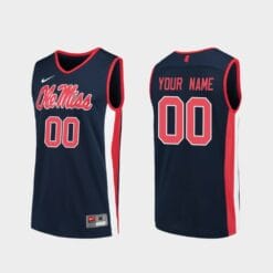 Custom Name Number Ole Miss Rebels Navy Replica College Basketball Jersey