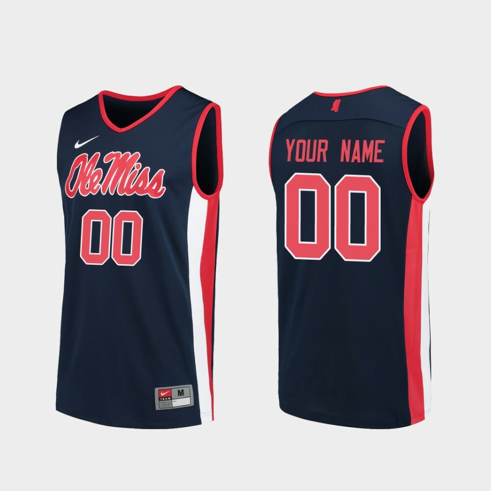 Custom Name Number Ole Miss Rebels Navy Replica College Basketball Jersey