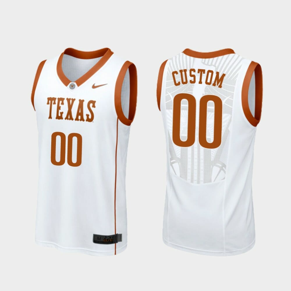 Custom Name Number Texas Longhorns White Replica College Basketball Jersey