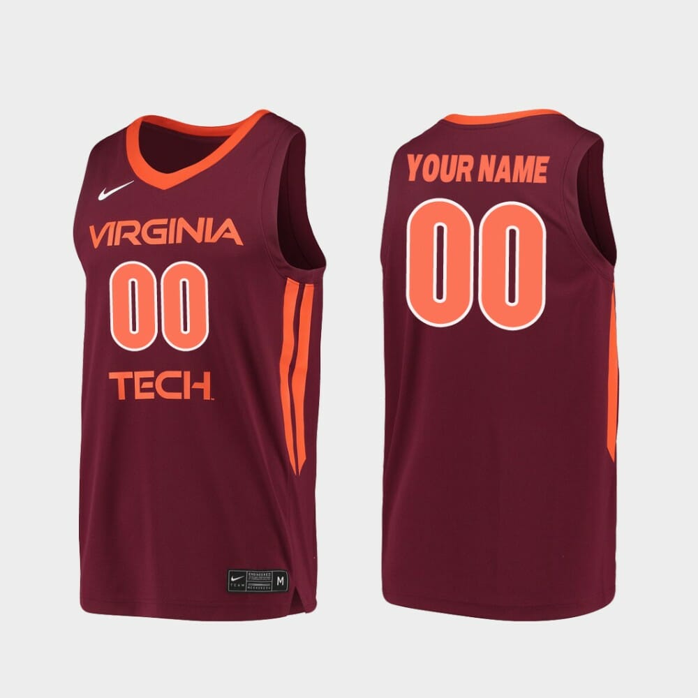 Custom Name Number Virginia Tech Hokies Maroon Replica College Basketball Jersey