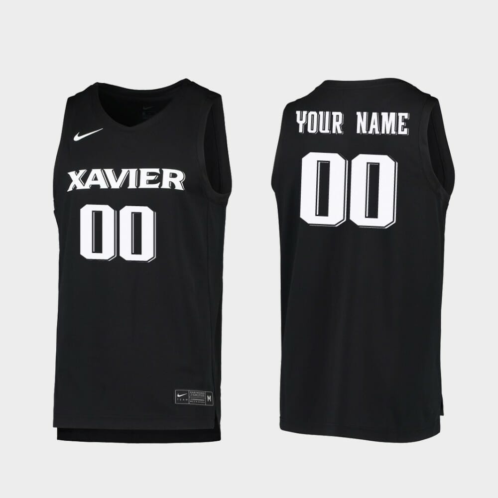 Custom Name Number Xavier Musketeers Black Replica College Basketball Jersey