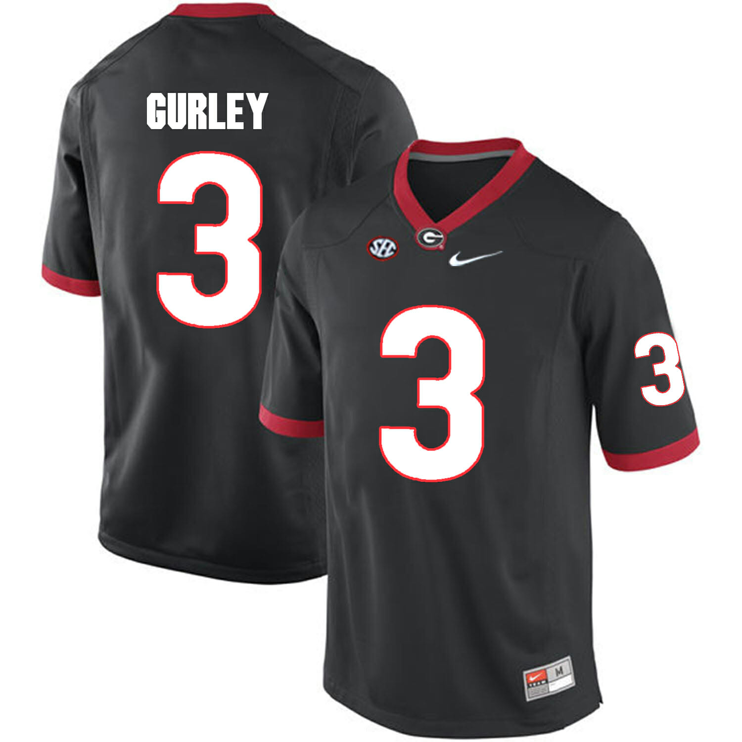 Georgia Bulldogs #3 Todd Gurley II College Football Jersey Black Sec Patch