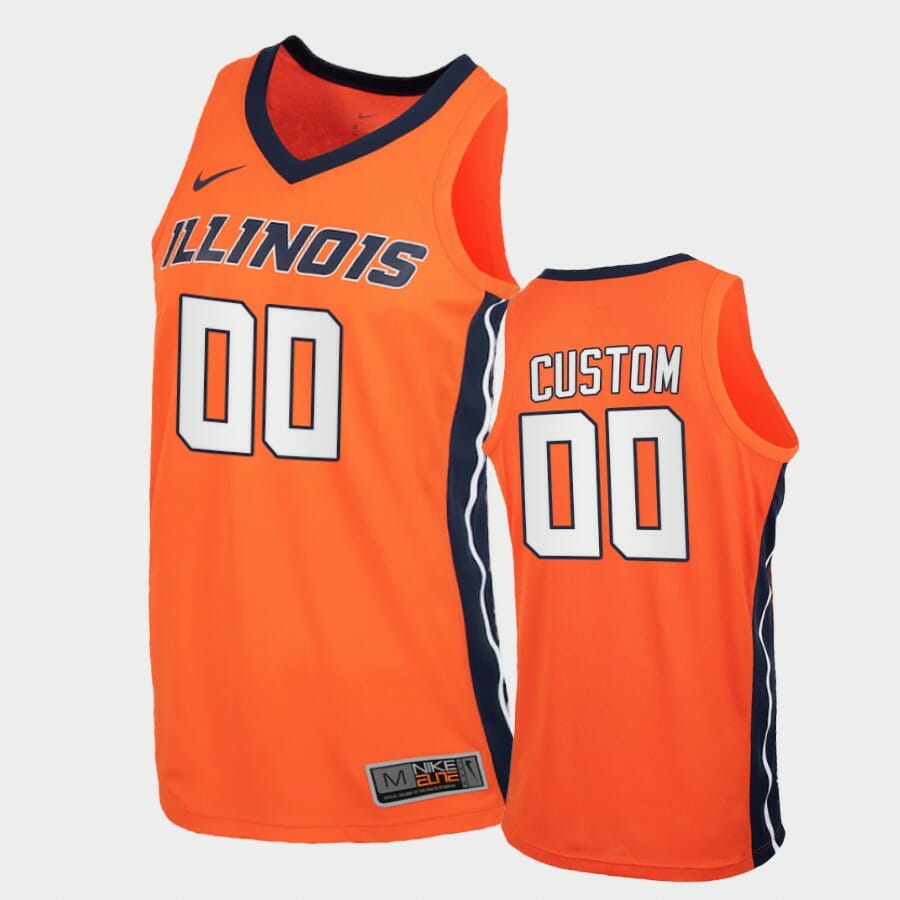 Illinois Fighting Illini Custom Name Number Orange Replica College Basketball Jersey