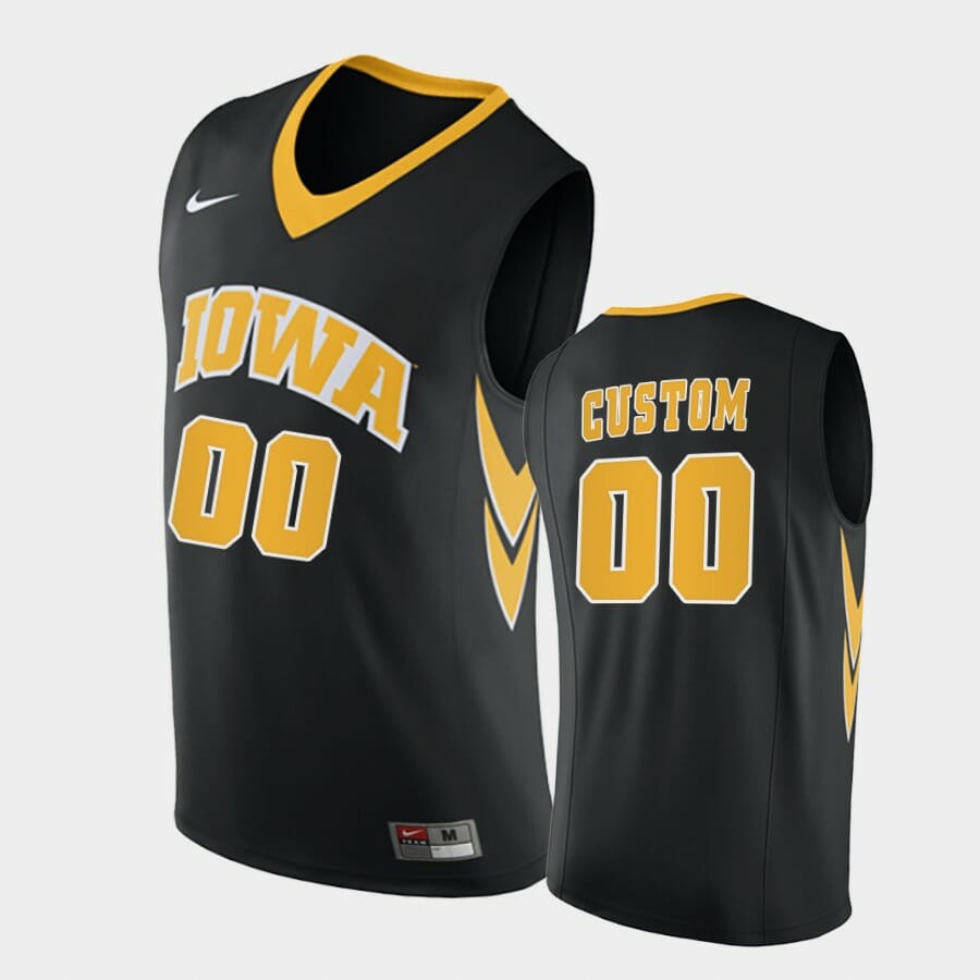 Iowa Hawkeyes Custom Name Number Black Replica College Basketball Jersey