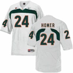 Miami Hurricanes #24 Homer NCAA College Football Jersey White