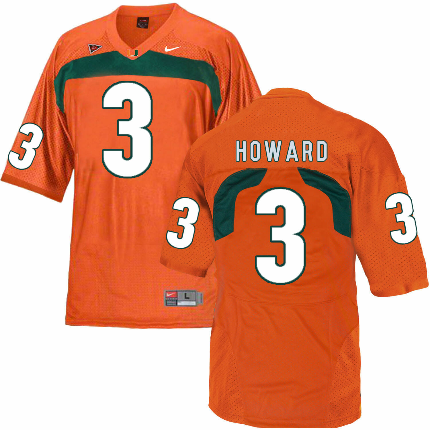 Miami Hurricanes #3 Howard NCAA College Football Jersey Orange