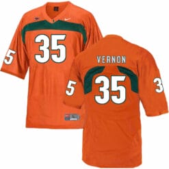 Miami Hurricanes #35 Vernon NCAA College Football Jersey Orange