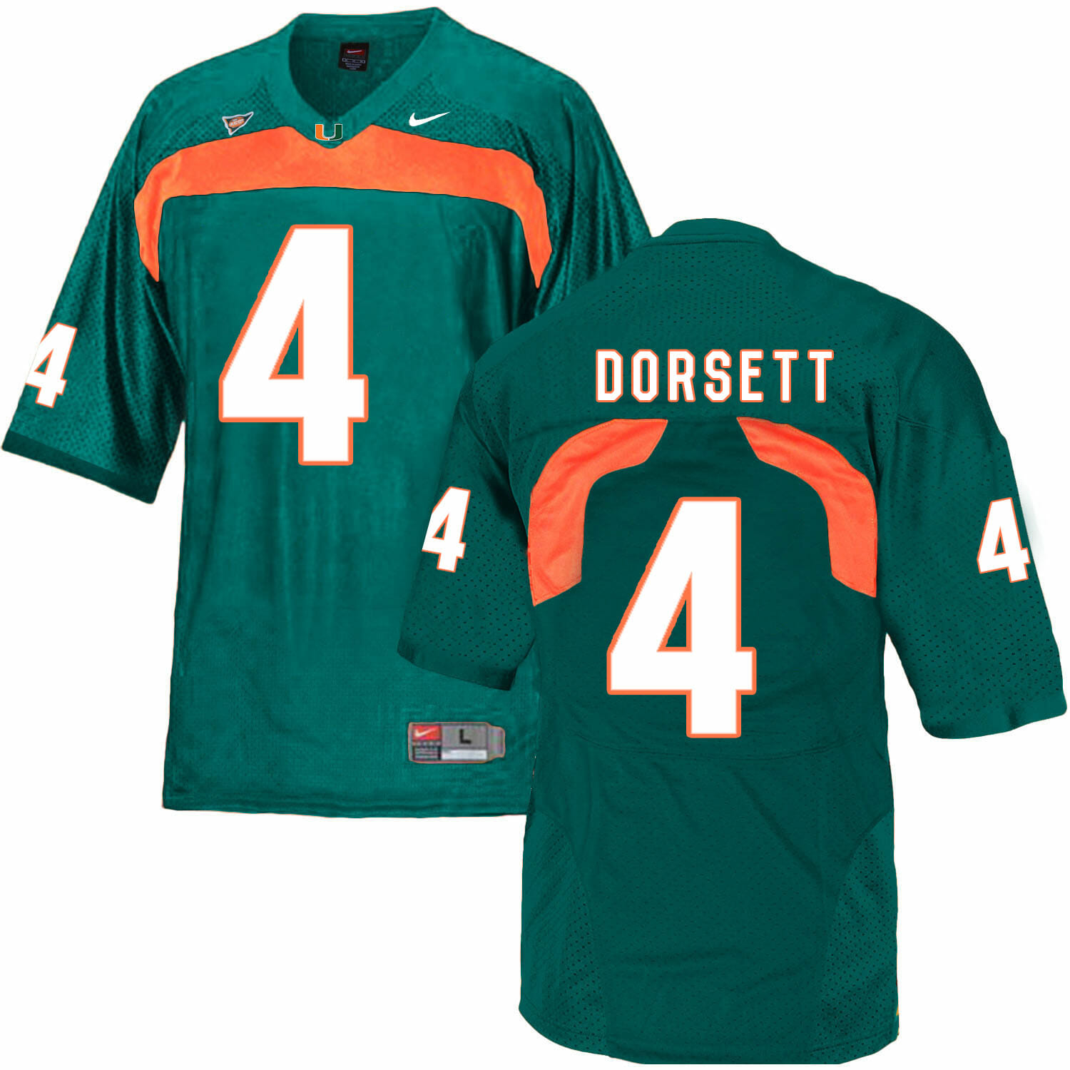 Miami Hurricanes #4 Dorsett NCAA College Football Jersey Green
