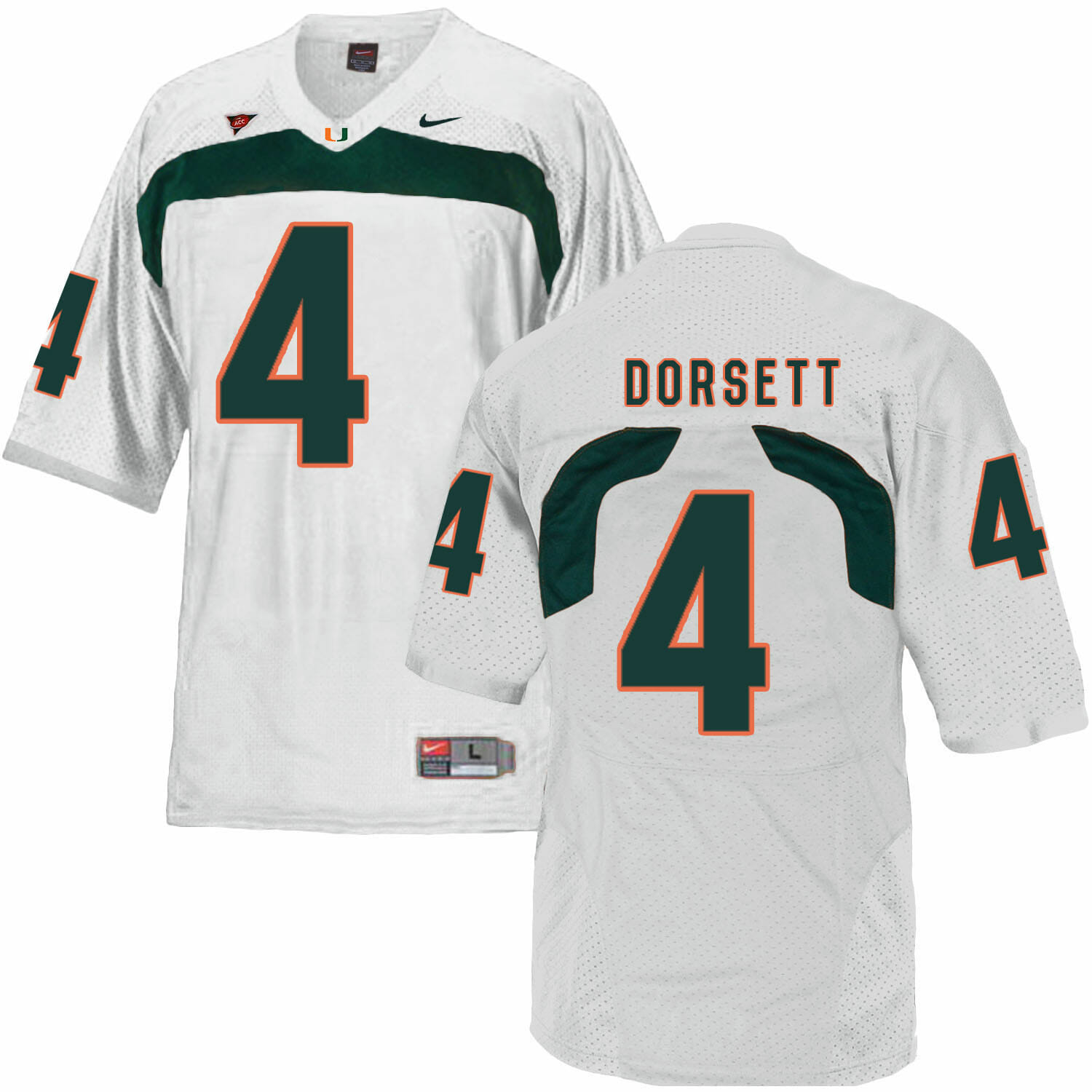 Miami Hurricanes #4 Dorsett NCAA College Football Jersey White