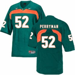 Miami Hurricanes #52 Perryman NCAA College Football Jersey Green