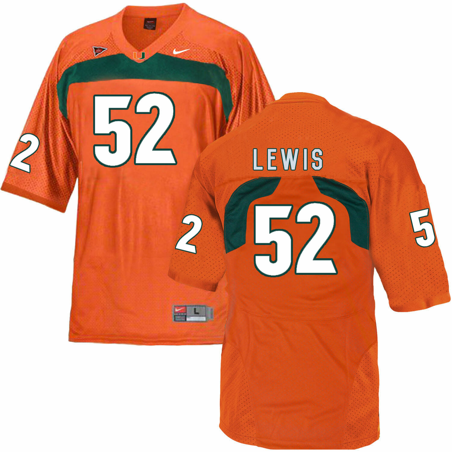 Miami Hurricanes #52 Ray Lewis NCAA College Football Jersey Orange