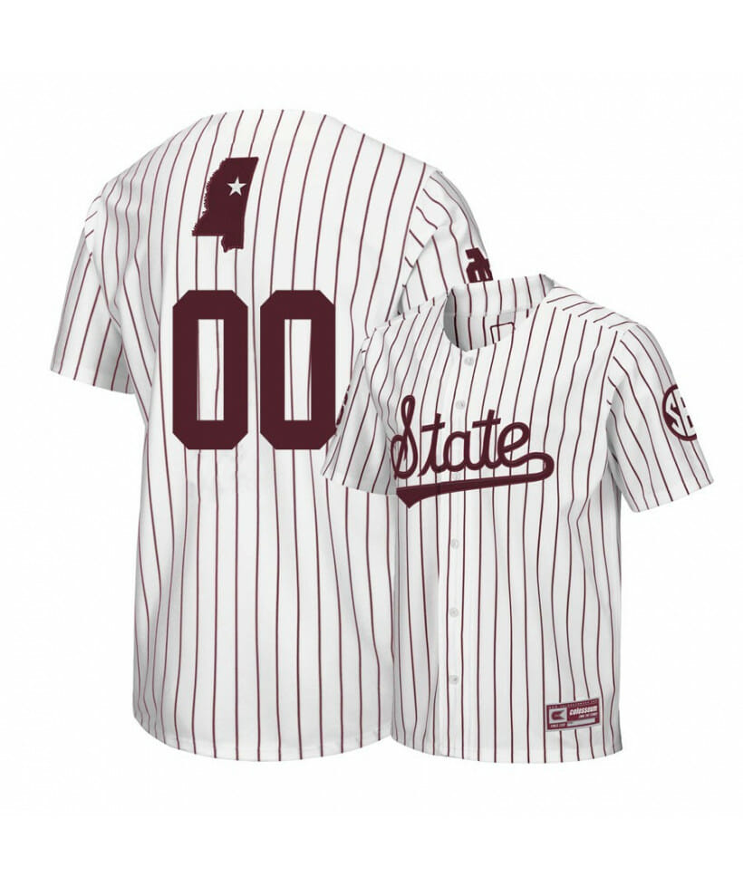 Mississippi State Bulldogs White Custom Name Number Baseball Jersey