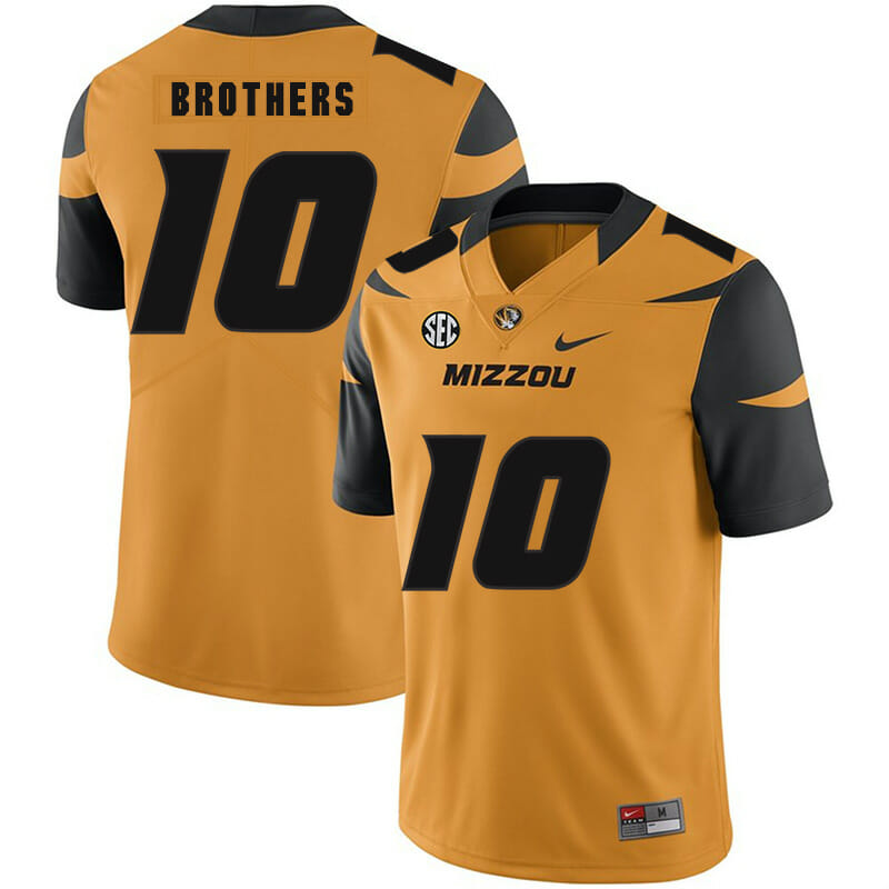 Missouri Tigers #10 Kentrell Brothers College Football Jersey Gold