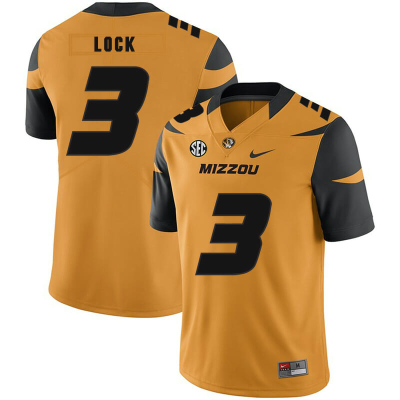 Missouri Tigers #3 Drew Lock NCAA College Football Jersey Gold
