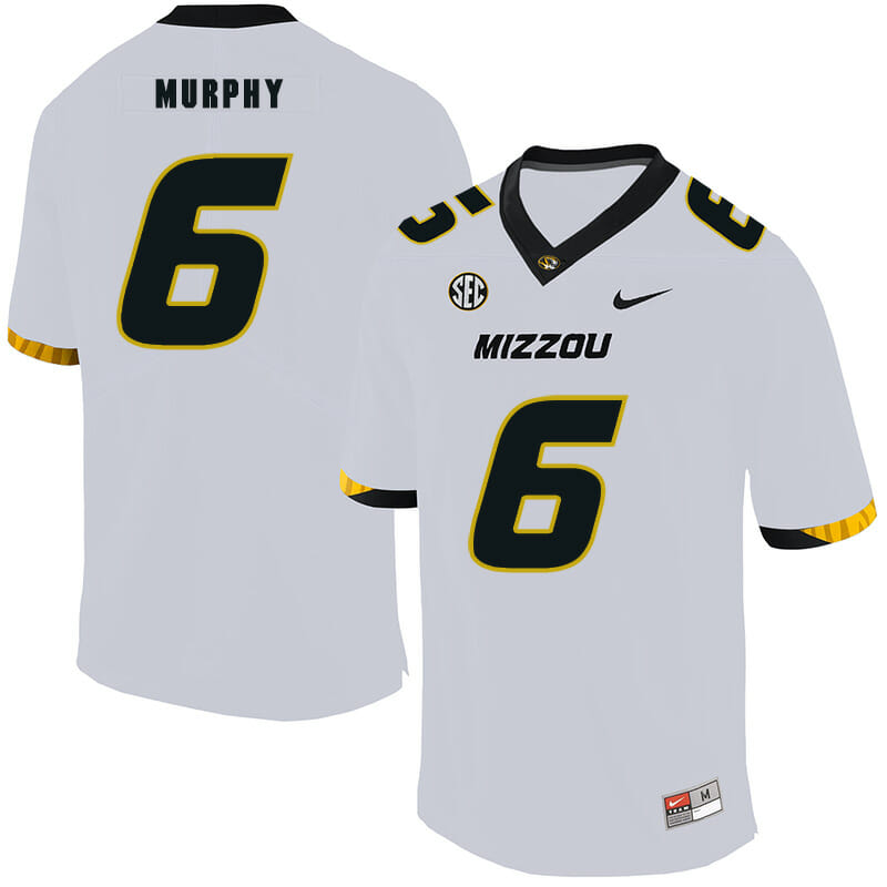 Missouri Tigers #6 Marcus Murphy College Football Jersey White
