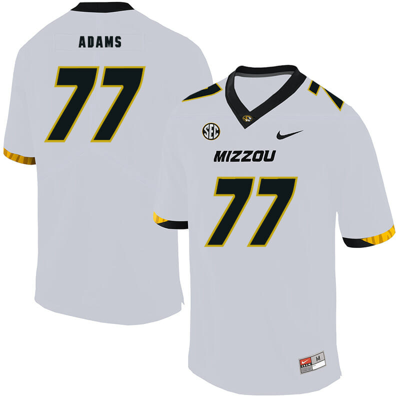 Missouri Tigers #77 Paul Adams NCAA College Football Jersey White