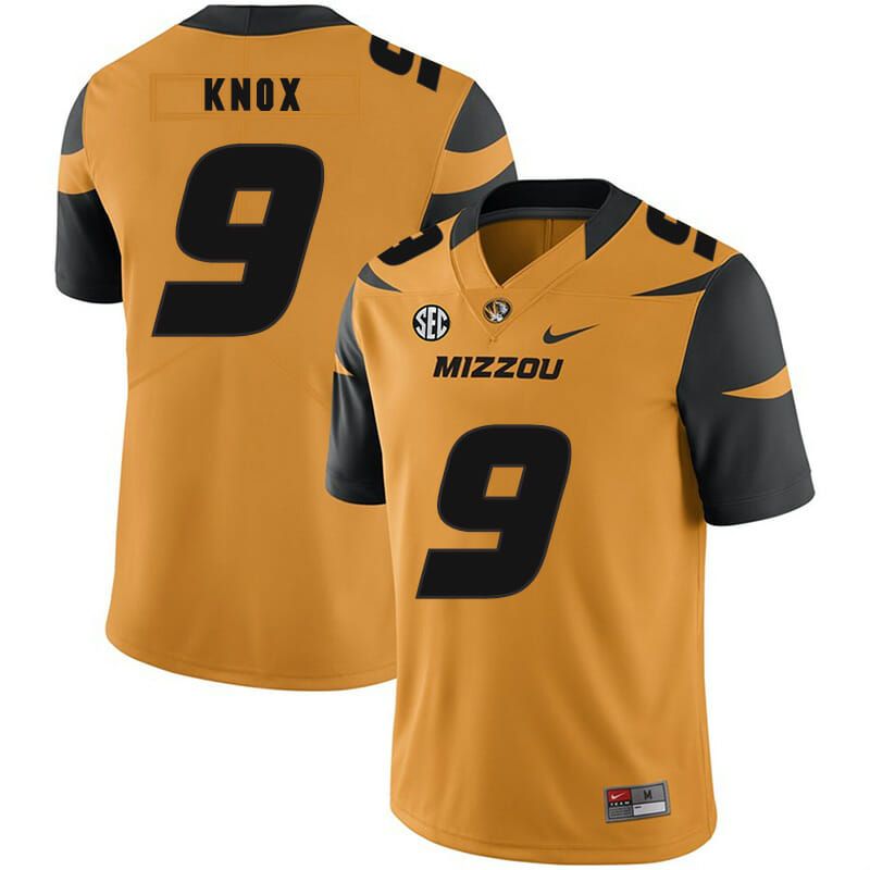 Missouri Tigers #9 Jalen Knox College Football Jersey Gold
