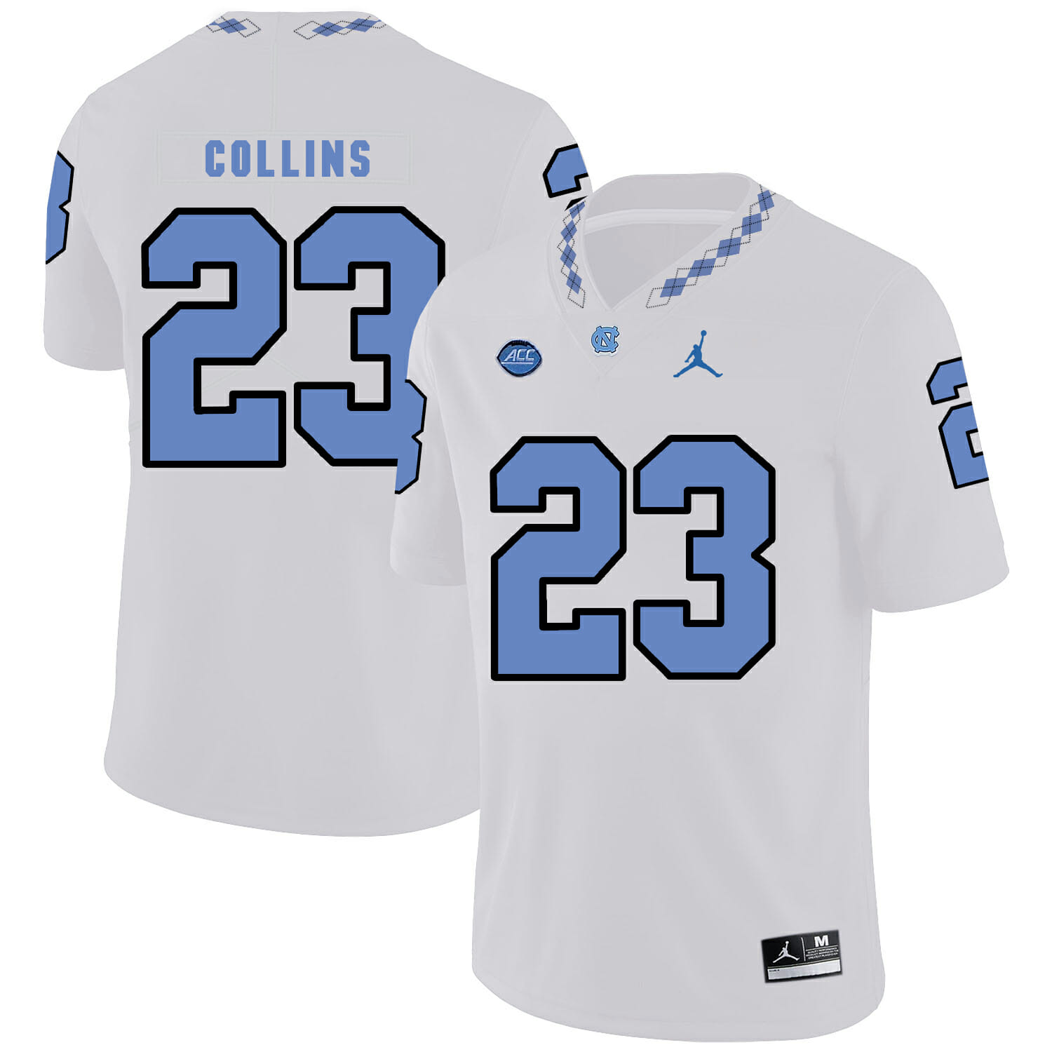 North Carolina Tar Heels #23 Cayson Collins Football Jersey White
