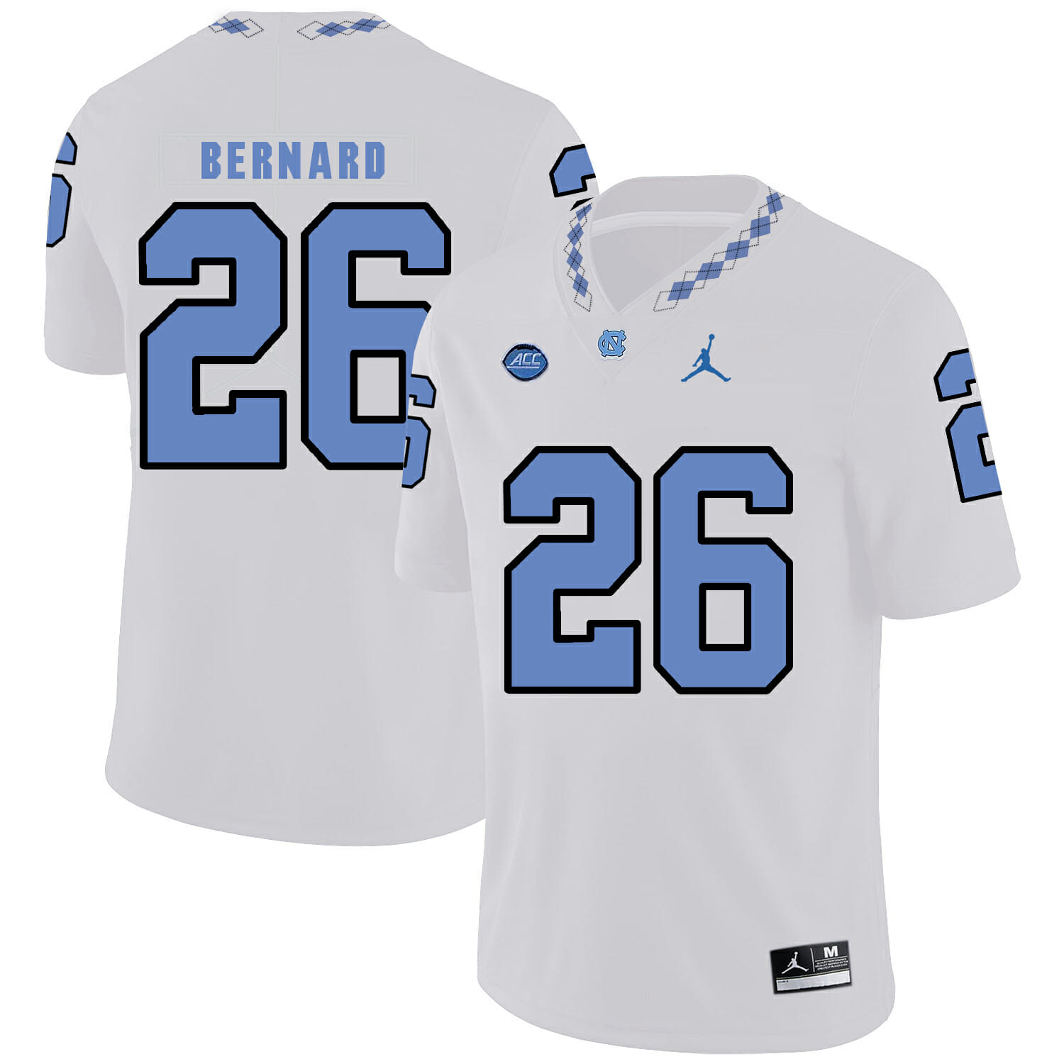 North Carolina Tar Heels #26 Young Bernard Football Jersey White